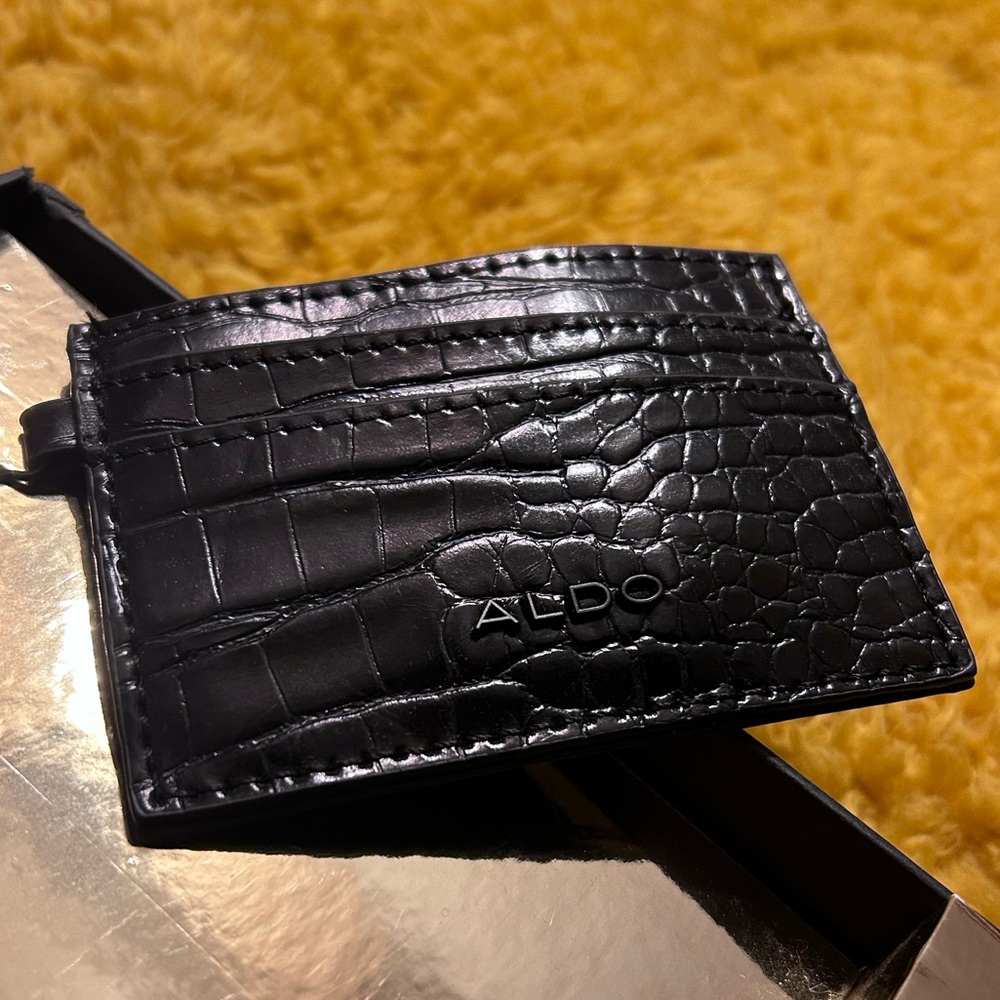NWT NIB Aldo Croc Style Shoulder Bag On Chain & Cardholder - Picture 4 of 5